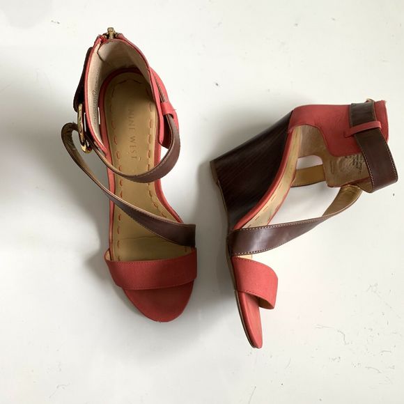 Nine West Melissa Wedge Sandals in Watermelon - Picture 7 of 9